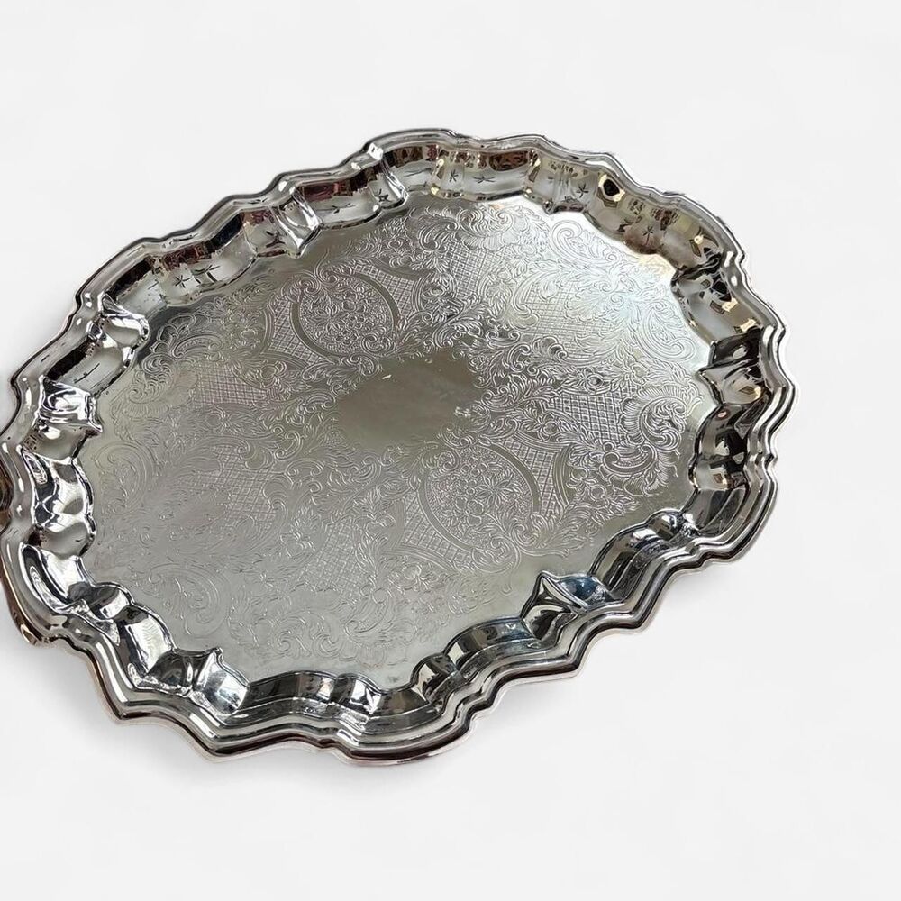 Vintage F.B.Rogers Silver Co.1883 Silverplate Footed Serving Tray 14.5" x 11.5"